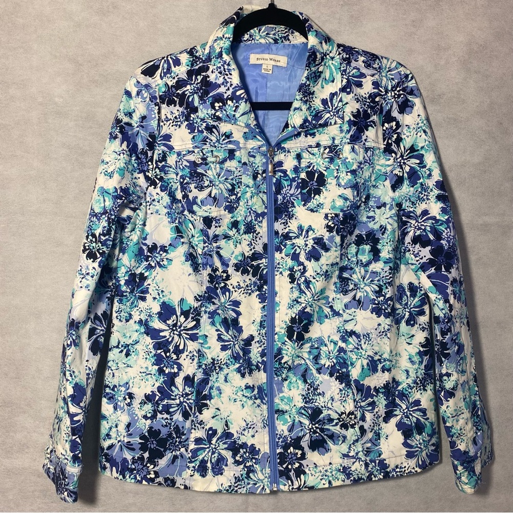 Studio Works Blue Floral Women's Utility Jacket